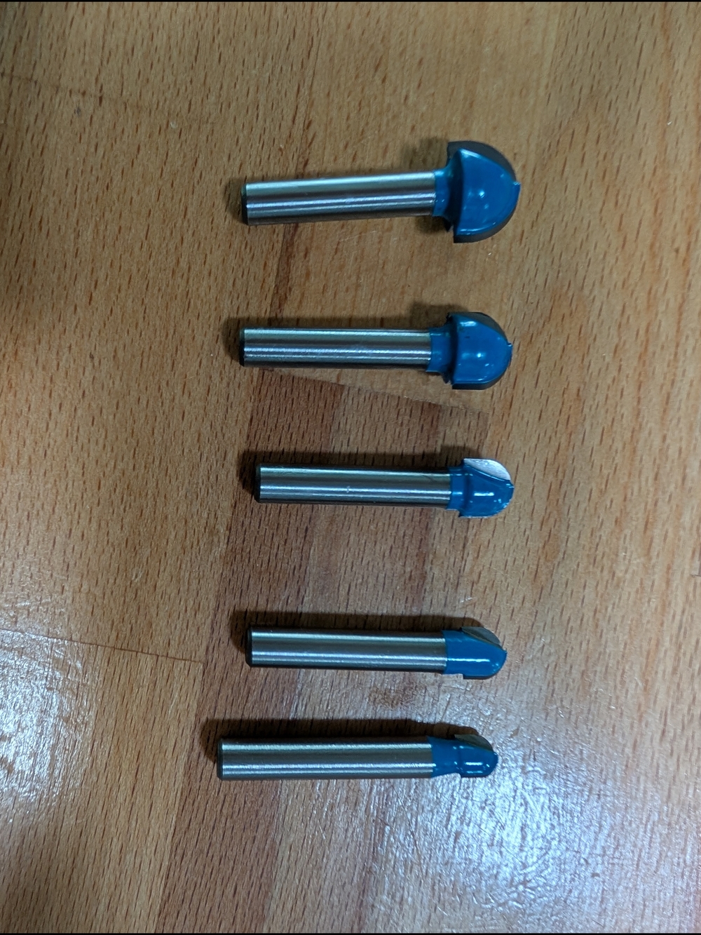 Set of 5 Cove Tipped Router Bits